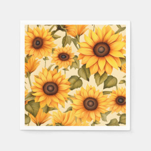 Elegant Watercolor Sunflowers Napkin
