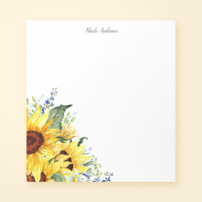 Elegant Watercolor Sunflowers Personalised Notepad (Creator Uploaded)