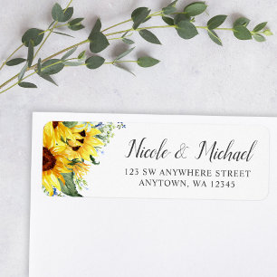 Elegant Watercolor Sunflowers Return Address