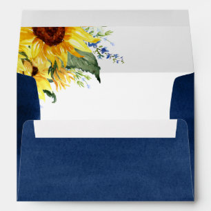 Elegant Watercolor Sunflowers Return Address A7 Envelope