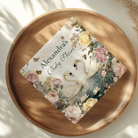 Elegant Watercolor Swans Baby Shower