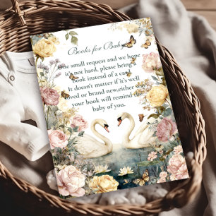 Elegant Watercolor Swans Books for Baby Enclosure Card