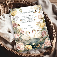 Elegant Watercolor Swans Diapper Raffle 