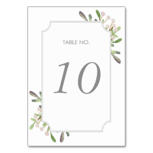 Elegant watercolor table number card