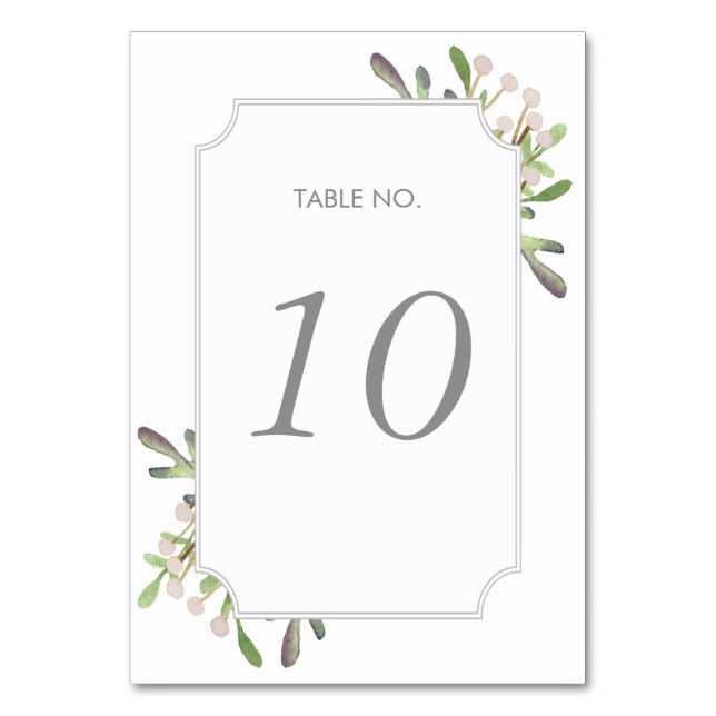 Elegant watercolor table number card (Front)