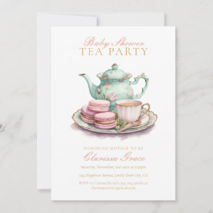 Elegant Watercolor Tea Party Baby Shower Invitation
