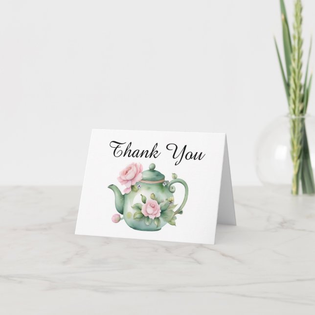 Elegant Watercolor Tea Party Thank You (Front)