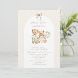 Elegant Watercolor Teddy Bear gender reveal Baby S Invitation