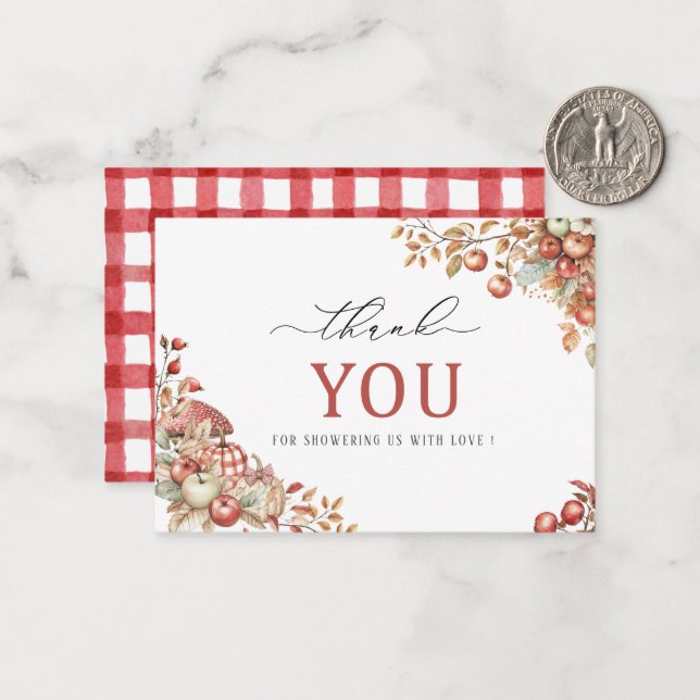 Elegant Watercolor the appleof our eye Baby shower Card (Front/Back In Situ)