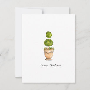Elegant watercolor topiary flat note card