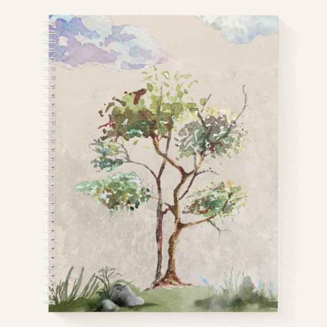Elegant Watercolor Tree Notebook (Front)