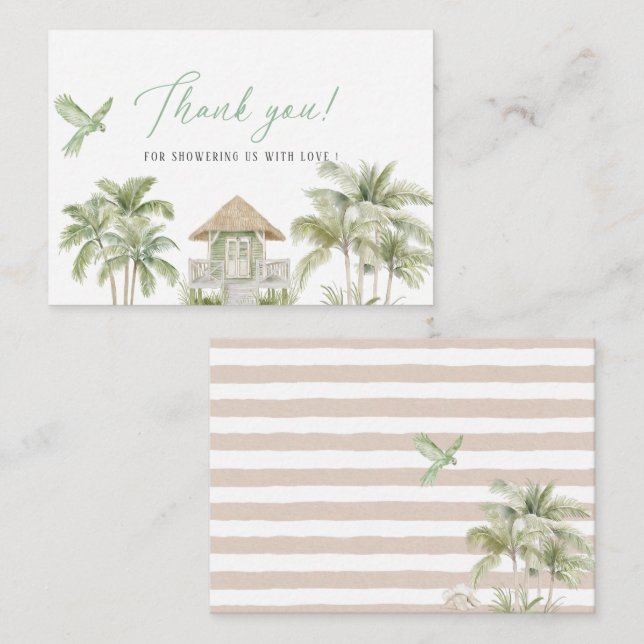 Elegant Watercolor Tropical Beach Palm Bridal show Card (Front/Back)