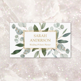Elegant Watercolor Tropical Eucalyptus Greenery Business Card