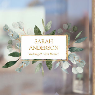 Elegant Watercolor Tropical Eucalyptus Greenery Window Cling