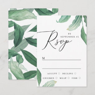 Elegant watercolor tropical greenery wedding RSVP card