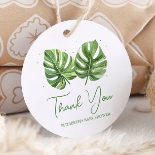 Elegant Watercolor Tropical Palm Baby Shower Favour Tags