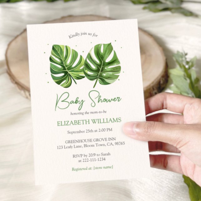 Elegant Watercolor Tropical Palm Baby Shower Invitation (Creator Uploaded)