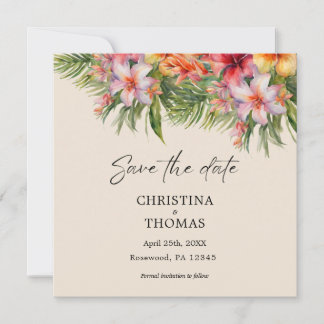 Elegant Watercolor Tropical Save the Date