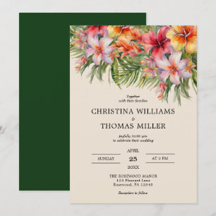 Elegant Watercolor Tropical Wedding Invitation