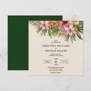 Elegant Watercolor Tropical Wedding Invitation