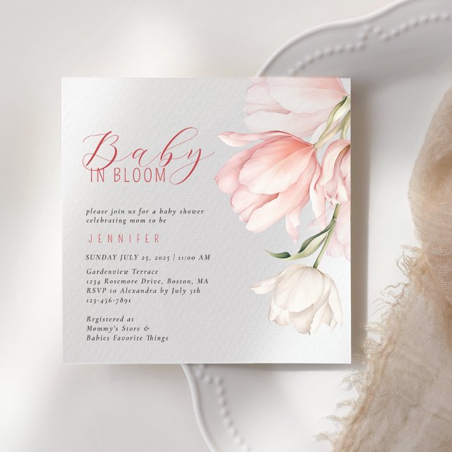 Elegant Watercolor Tulip Baby Shower  Invitation (Creator Uploaded)