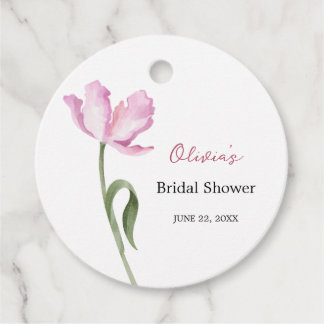 Elegant Watercolor Tulip Bridal Shower Favour Tag