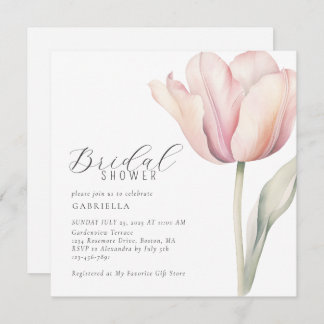 Elegant Watercolor Tulip Bridal Shower Invitation