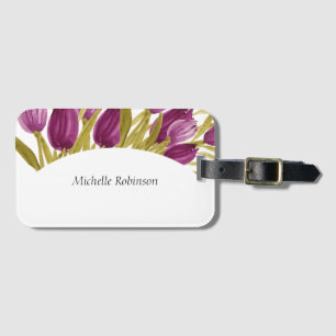 Elegant Watercolor Tulip Flowers Luggage Tag
