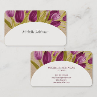 Elegant Watercolor Tulip Flowers Professional Business Card