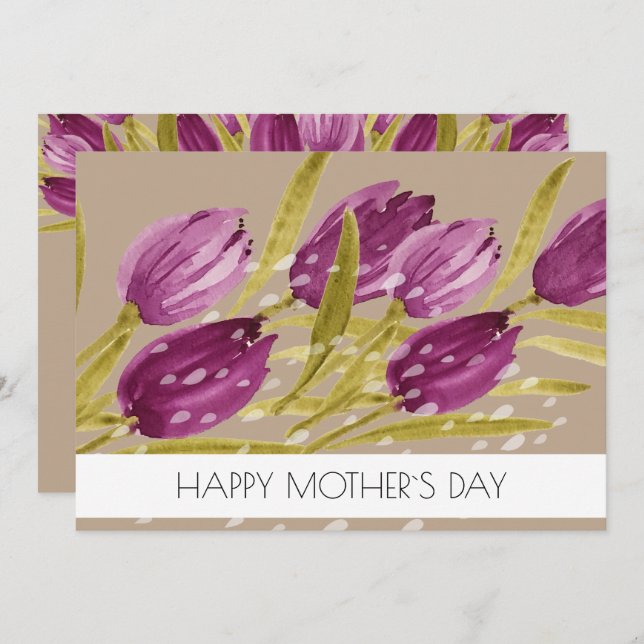 Elegant Watercolor Tulip Flowers Professional Holiday Card (Front/Back)