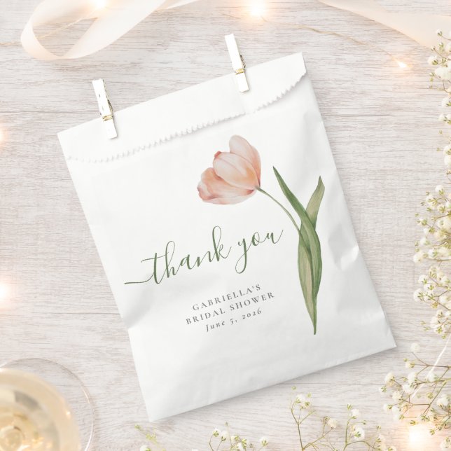Elegant  Watercolor Tulip Green Bridal Shower Favour Bags (Clipped)