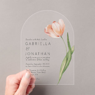Elegant Watercolor Tulip Wedding Acrylic Invitations