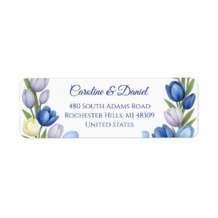 Elegant Watercolor Tulip Wreath Wedding Blue Ivory