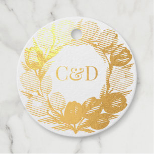 Elegant Watercolor Tulip Wreath Wedding Blue Ivory Favour Tags