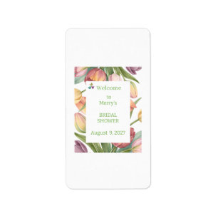 Elegant Watercolor Tulips  Label