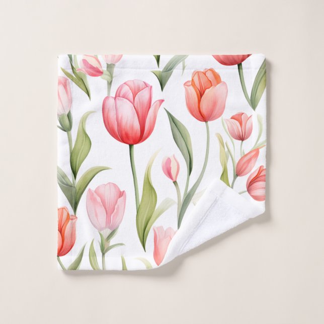 Elegant Watercolor Tulips Wash Cloth (Wash Cloth)