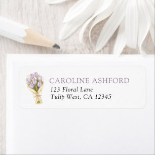 Elegant Watercolor Tulips Wedding Return Address