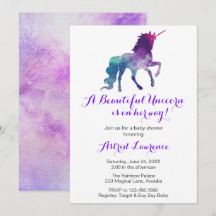 Elegant Watercolor Unicorn Modern Baby Shower Invitation