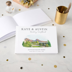 Elegant Watercolor Venue Illustration Wedding Guest Book