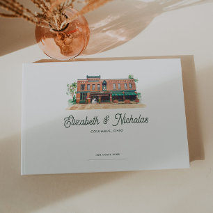 Elegant Watercolor Venue Illustration Wedding Guest Book