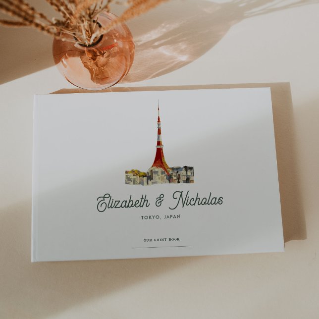 Elegant Watercolor Venue Illustration Wedding Guest Book (Creator Uploaded)