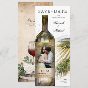 Elegant Watercolor Vineyard Wedding Save The Date