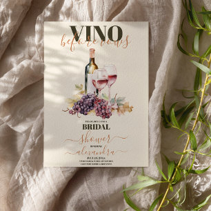 Elegant Watercolor Vino Before Vows Bridal Shower Invitation