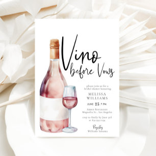 Elegant Watercolor Vino Before Vows Bridal Shower Invitation