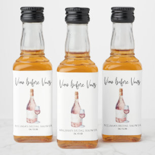 Elegant Watercolor Vino Before Vows Bridal Shower Liquor Bottle Label