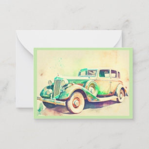 ELEGANT WATERCOLOR VINTAGE CAR DESIGN  CARD