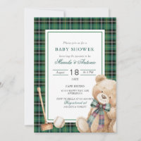 Elegant Watercolor Vintage plaid teddy bear Baby