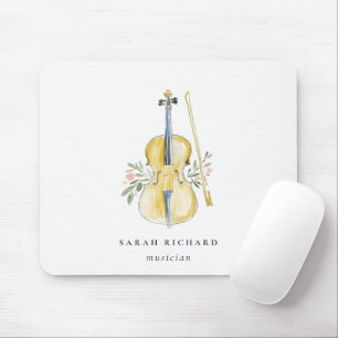Elegant Watercolor Violin Musician Music Teacher Mouse Mat