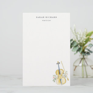 Elegant Watercolor Violin Musician Music Teacher Stationery