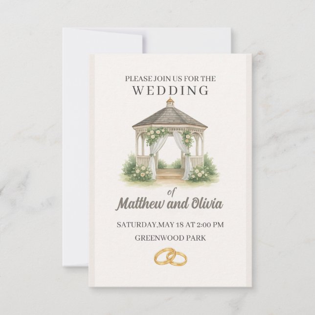 Elegant Watercolor Wedding Ceremony - Classy Beige Invitation (Front)